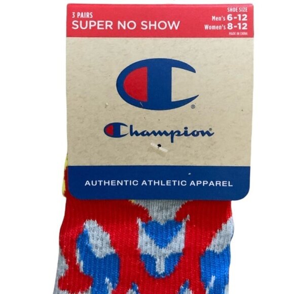Champion Men's Multi Logo Super No Show Socks 3-Pack Shoe Size 6-12  Multi Color - Picture 6 of 14